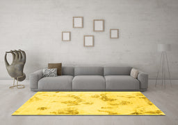 Machine Washable Oriental Yellow Modern Rug in a Living Room, wshabs1179yw