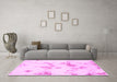 Machine Washable Oriental Pink Modern Rug in a Living Room, wshabs1179pnk