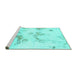 Sideview of Machine Washable Oriental Turquoise Modern Area Rugs, wshabs1179turq