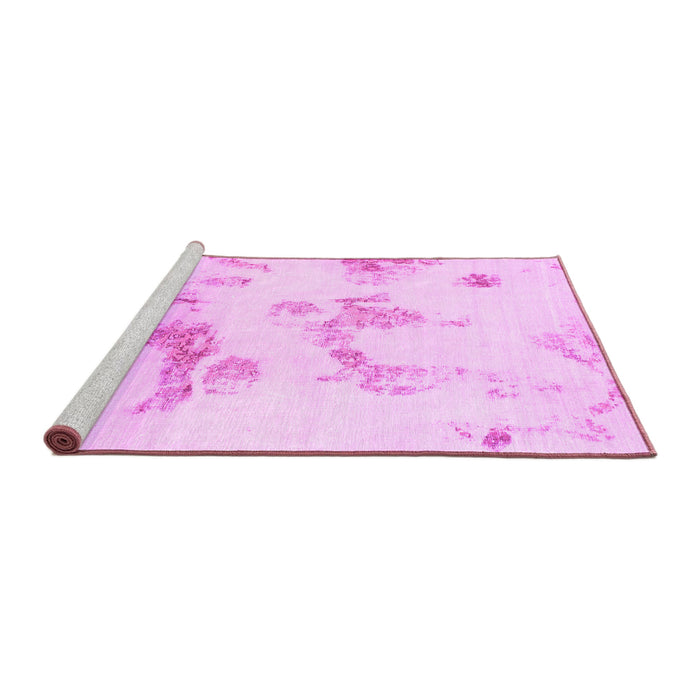 Sideview of Machine Washable Oriental Pink Modern Rug, wshabs1179pnk