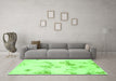 Machine Washable Oriental Green Modern Area Rugs in a Living Room,, wshabs1179grn