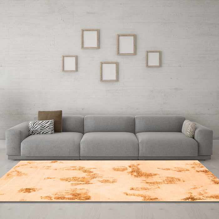 Machine Washable Oriental Orange Modern Area Rugs in a Living Room, wshabs1179org