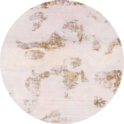 Round Machine Washable Abstract Pink Rug, wshabs1179