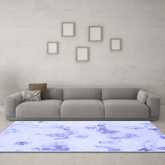 Machine Washable Oriental Blue Modern Rug in a Living Room, wshabs1179blu