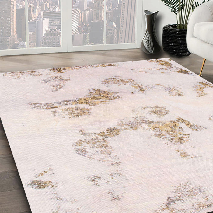 Machine Washable Abstract Pink Rug in a Family Room, wshabs1179