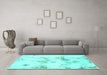 Machine Washable Oriental Turquoise Modern Area Rugs in a Living Room,, wshabs1179turq