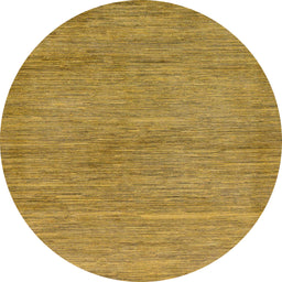 Round Machine Washable Abstract Yellow Rug, wshabs117