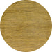 Round Machine Washable Abstract Yellow Rug, wshabs117