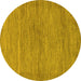 Round Abstract Yellow Modern Rug, abs117yw