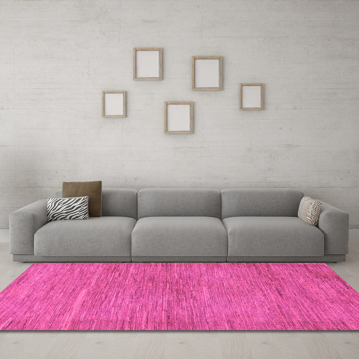 Machine Washable Abstract Pink Modern Rug in a Living Room, wshabs117pnk