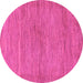 Round Machine Washable Abstract Pink Modern Rug, wshabs117pnk