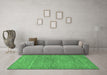 Machine Washable Abstract Emerald Green Modern Area Rugs in a Living Room,, wshabs117emgrn