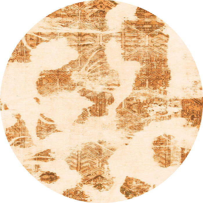 Round Machine Washable Oriental Orange Modern Area Rugs, wshabs1180org
