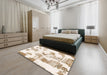 Machine Washable Abstract Brown Sugar Brown Rug in a Bedroom, wshabs1180