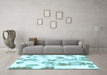 Machine Washable Oriental Light Blue Modern Rug in a Living Room, wshabs1180lblu