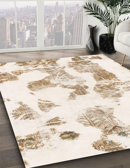 Abstract Brown Oriental Rug in Family Room, abs1180