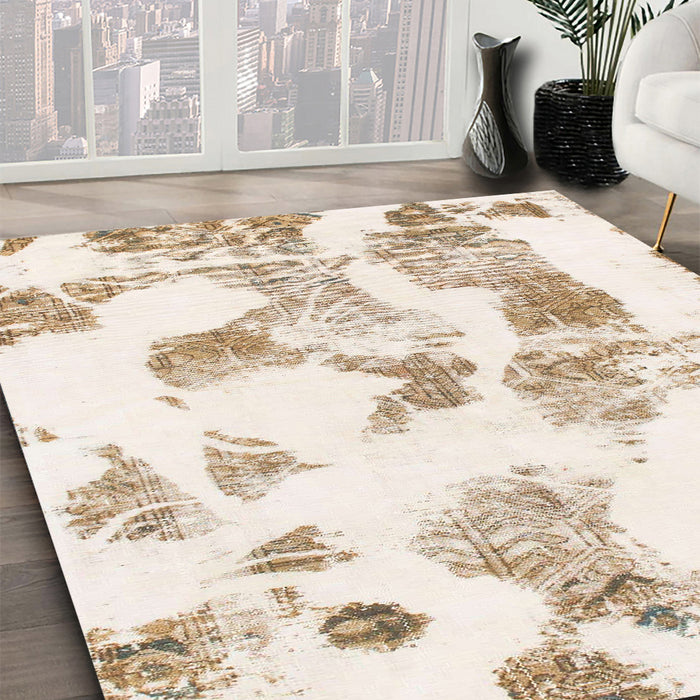 Machine Washable Abstract Brown Sugar Brown Rug in a Family Room, wshabs1180