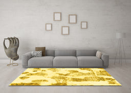 Machine Washable Oriental Yellow Modern Rug in a Living Room, wshabs1180yw