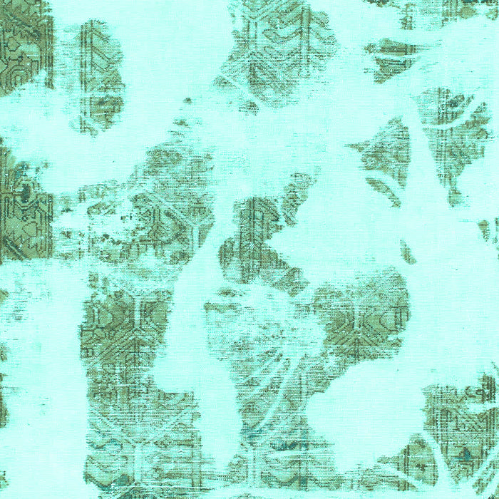 Machine Washable Oriental Turquoise Modern Area Rugs, wshabs1180turq