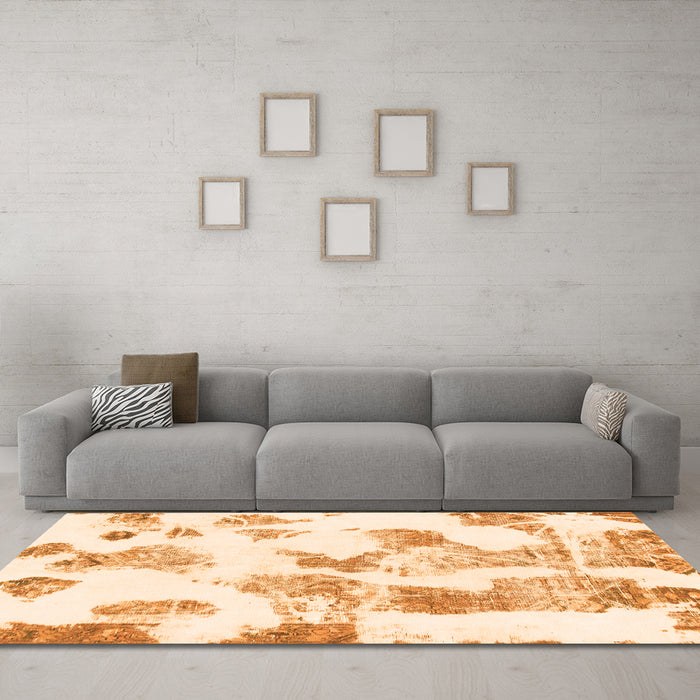 Machine Washable Oriental Orange Modern Area Rugs in a Living Room, wshabs1180org