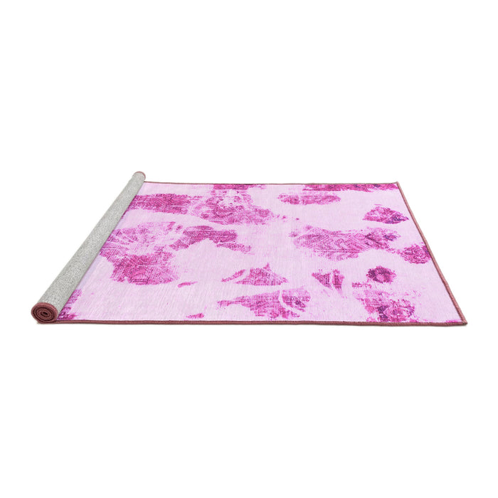 Sideview of Machine Washable Oriental Pink Modern Rug, wshabs1180pnk