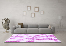 Machine Washable Oriental Purple Modern Area Rugs in a Living Room, wshabs1180pur