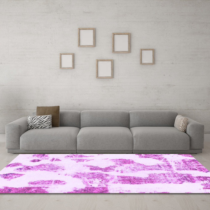 Machine Washable Oriental Purple Modern Area Rugs in a Living Room, wshabs1180pur