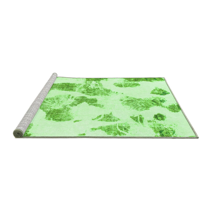 Sideview of Machine Washable Oriental Green Modern Area Rugs, wshabs1180grn