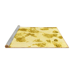 Sideview of Machine Washable Oriental Yellow Modern Rug, wshabs1180yw