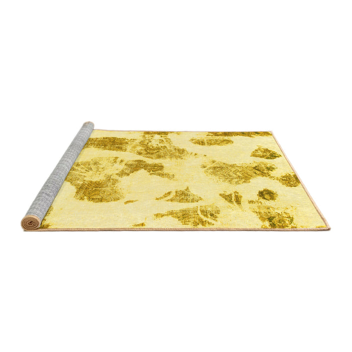 Sideview of Machine Washable Oriental Yellow Modern Rug, wshabs1180yw