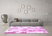 Machine Washable Oriental Pink Modern Rug in a Living Room, wshabs1180pnk