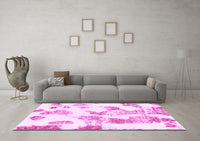 Machine Washable Oriental Pink Modern Rug, wshabs1180pnk