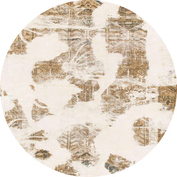 Round Machine Washable Abstract Brown Sugar Brown Rug, wshabs1180