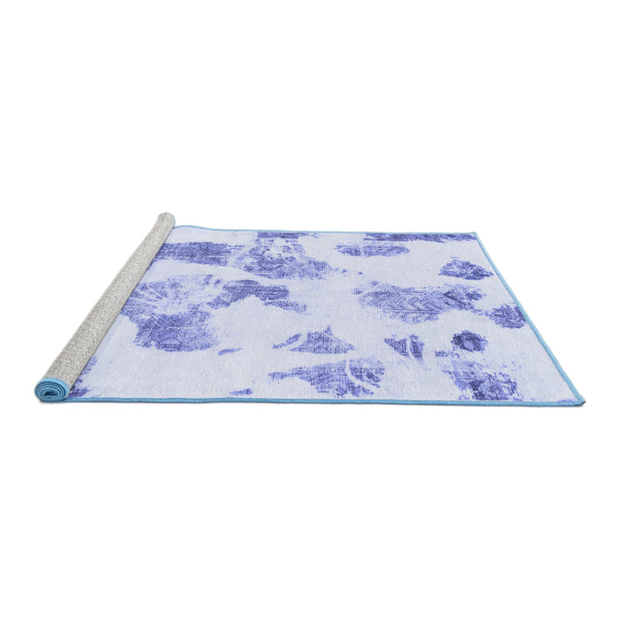 Sideview of Machine Washable Oriental Blue Modern Rug, wshabs1180blu