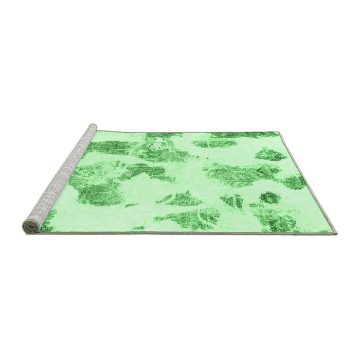 Sideview of Machine Washable Oriental Emerald Green Modern Area Rugs, wshabs1180emgrn