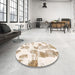 Round Machine Washable Abstract Brown Sugar Brown Rug in a Office, wshabs1180
