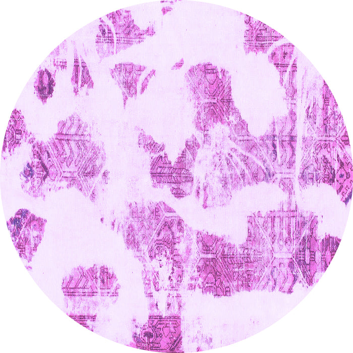 Round Machine Washable Oriental Purple Modern Area Rugs, wshabs1180pur