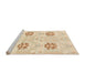 Sideview of Machine Washable Abstract Khaki Gold Rug, wshabs1181