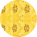 Round Oriental Yellow Modern Rug, abs1181yw