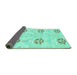 Sideview of Oriental Turquoise Modern Rug, abs1181turq