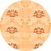 Round Machine Washable Oriental Orange Modern Area Rugs, wshabs1181org