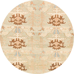 Round Machine Washable Abstract Khaki Gold Rug, wshabs1181