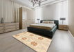Machine Washable Abstract Khaki Gold Rug in a Bedroom, wshabs1181