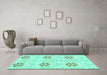 Machine Washable Oriental Turquoise Modern Area Rugs in a Living Room,, wshabs1181turq