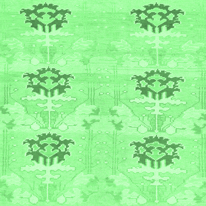 Square Machine Washable Oriental Emerald Green Modern Area Rugs, wshabs1181emgrn