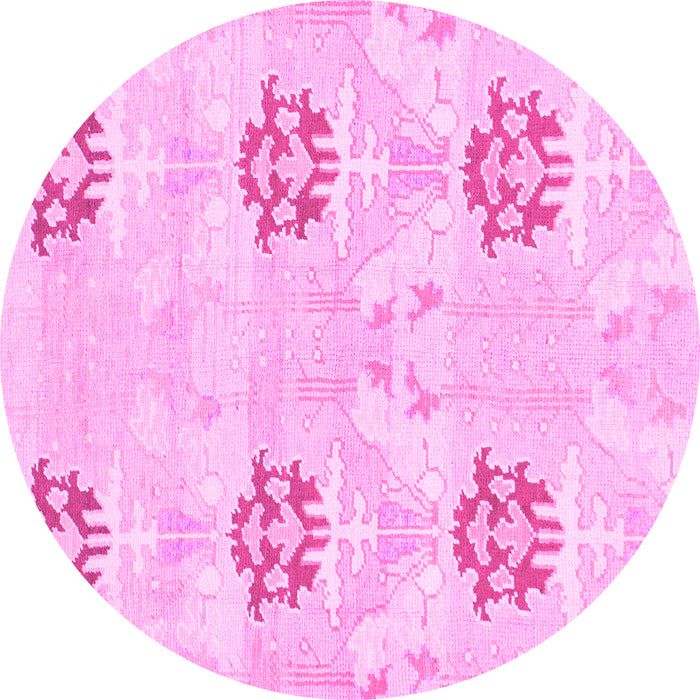 Round Oriental Pink Modern Rug, abs1181pnk