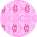 Round Oriental Pink Modern Rug, abs1181pnk