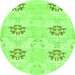 Round Oriental Green Modern Rug, abs1181grn