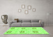 Machine Washable Oriental Green Modern Area Rugs in a Living Room,, wshabs1181grn