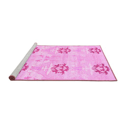 Sideview of Machine Washable Oriental Pink Modern Rug, wshabs1181pnk